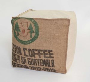 POUF-ECRU CLEAN-COFFEE